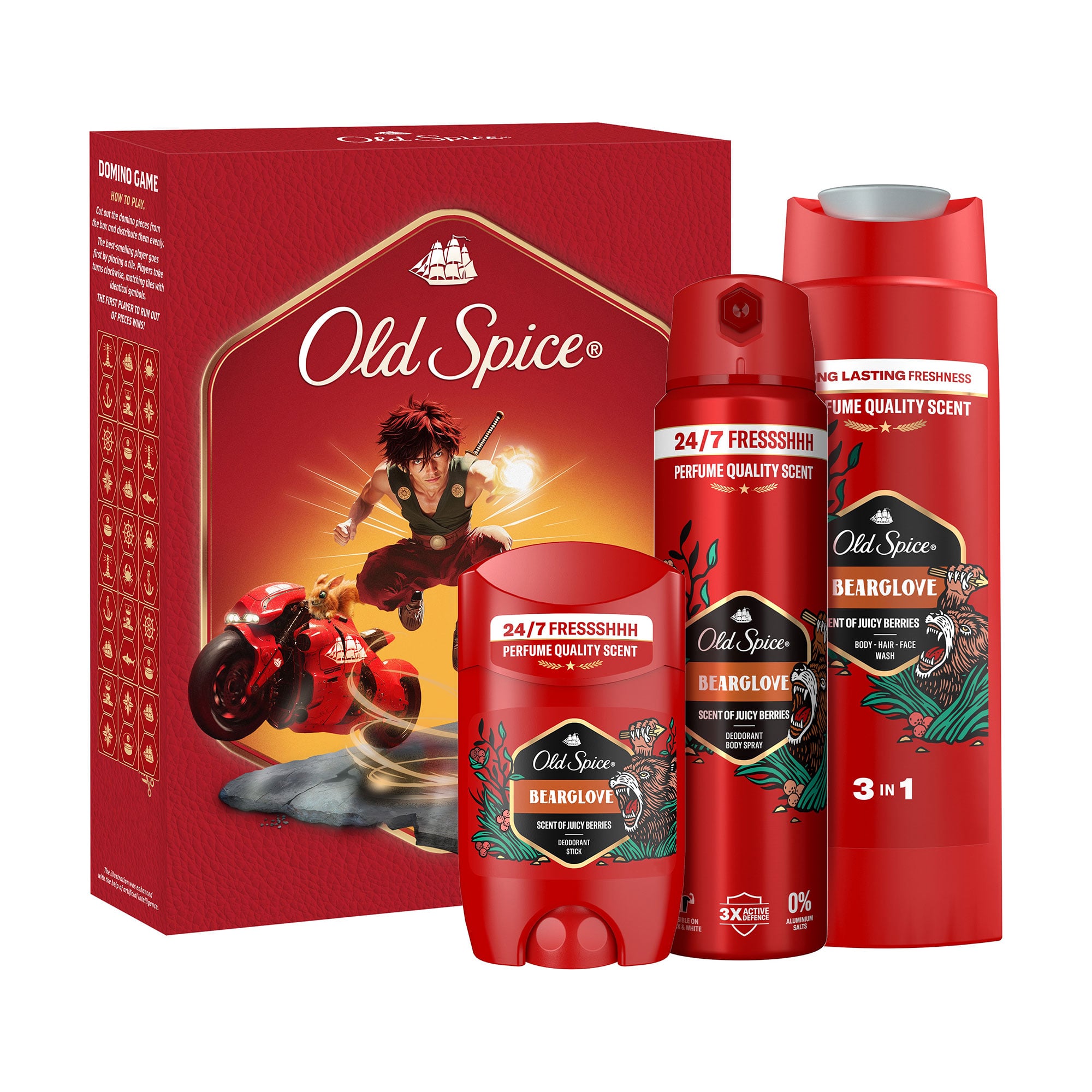 Уцінка! Подарунковий набір чоловічий OLD SPICE Bearglove (гель для душу, 250 мл + дезодорант-стік, 50 мл + дезодорант-спрей, 150 мл)